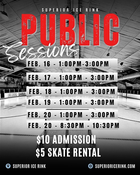 Feb Winter Break Events - Public Sessions, Puckshoots and Clinics